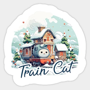 Train cat Sticker